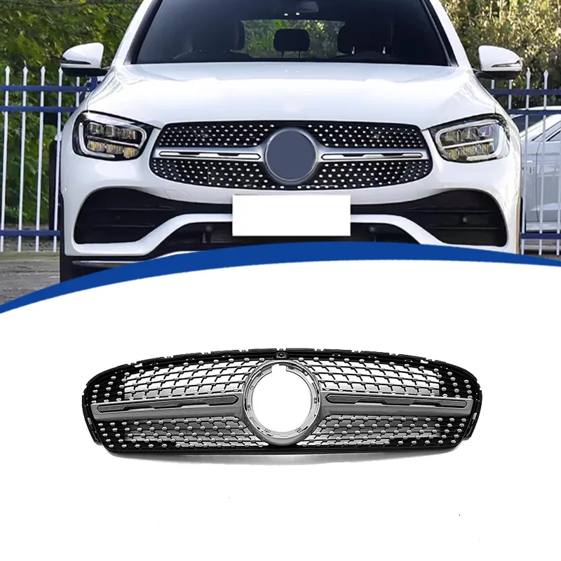 

Glossy Black Radiator Grilles For 2020-2022 Mercedes Benz GLC X253 OE Racing Grilles Bumpers Body Kit Hood Gloss Black