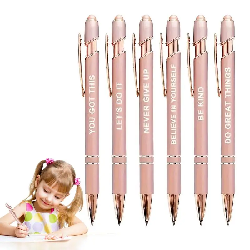 

Black Ink Pens Retractable Metal Motivational Pens Ballpoint 6pcs Ballpoint Pen Sets With Screen Touch Head Smooth Writing