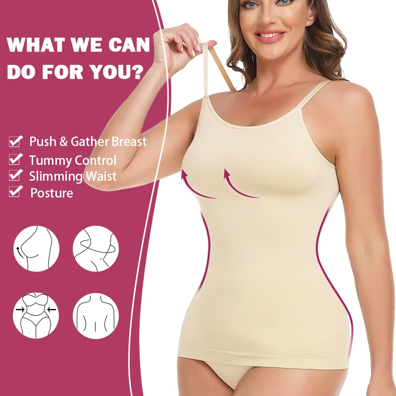 Camisole Shapewear for Plus Size Women Tummy Control Shapewear Shaping Tank Tops Slimming Body Shaper Compression Vest Underwear Camisole Shapewear for Plus Size Women Tummy Control Shapewear Shaping Tank Tops Slimming Body Shaper Compression Vest Underwear
