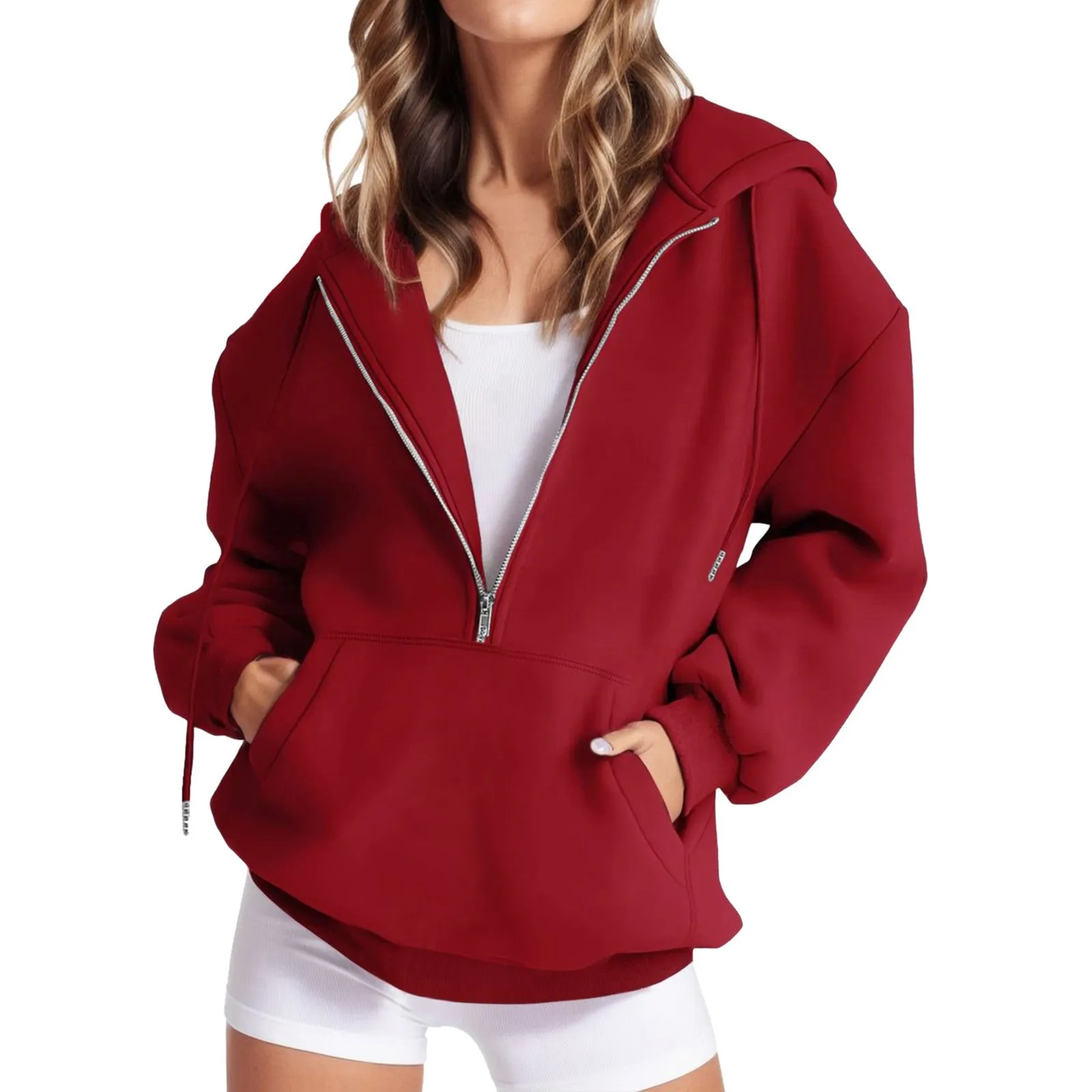 Korean Fashion Half Zipper Hoodies Top Solid Color Long Sleeve Sweatshirts With Pocket Harajuku Drawstring Casual Women Clothing
Korean Fashion Half Zipper Hoodies Top Solid Color Long Sleeve Sweatshirts With Pocket Harajuku Drawstring Casual Women Clothing