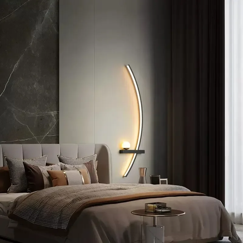 

Современный настенный светильник, простой полосатый настенный светильник, декоративный прикроватный боковой светильник для спальни, блестящий светильник для Кабинета