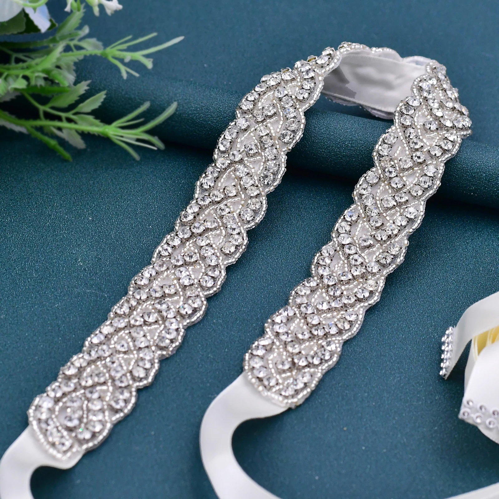 

Luxury Wedding Bridal Sash Ribbon Sparkly Rhinestone Belts for Formal Dress Plus Size Diamond Belt Sash Applique S216