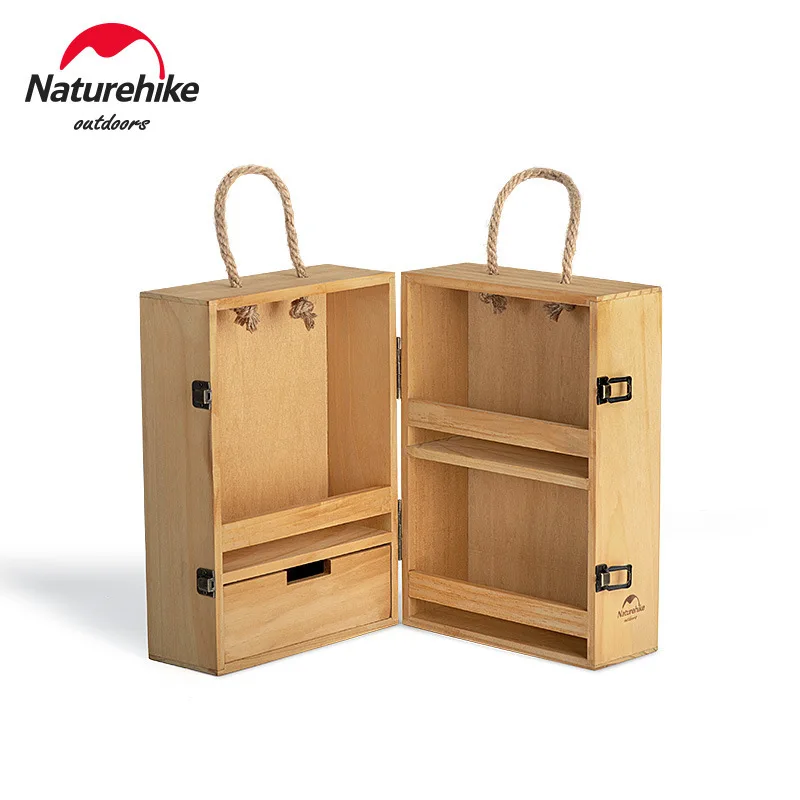 

Naturehike Outdoor Multilayer Seasoning Cabinet Camping Cooking Supplies Picnic Wood Storage Basket Condiments BBQ Seasoning Box