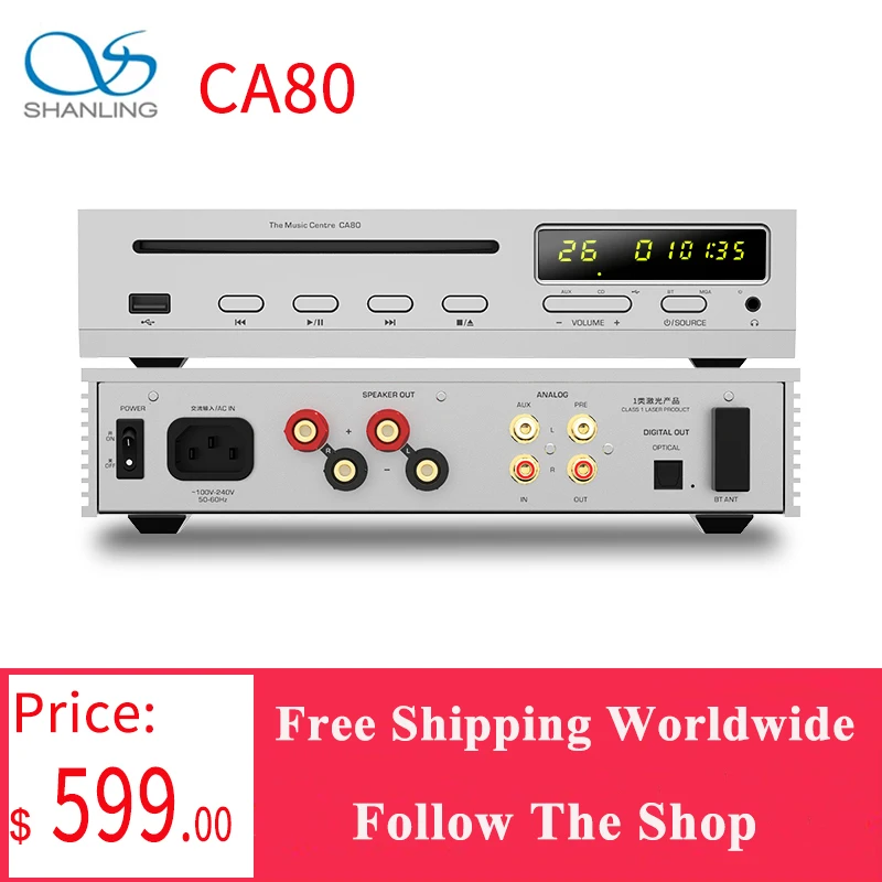 

SHANLING CA80 MQA CD Player Phillips Drive Sanyo HD860 Laser ES9219MQ DAC RT6863 LTA8092 AMP chip Hi-RES Audio Bluetooth Input