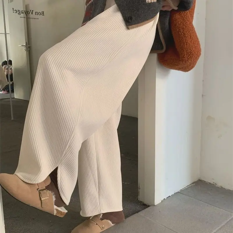 

Korea Corduroy Cropped Pants Thick And Thin Women Pants Oversized New Elegant Fashion 2024 New