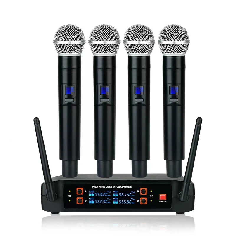 Wireless Microphone System 4 Channel Handheld Karaoke Professional Microphone For Home Party Church Event Party TV Speaker
Wireless Microphone System 4 Channel Handheld Karaoke Professional Microphone For Home Party Church Event Party TV Speaker