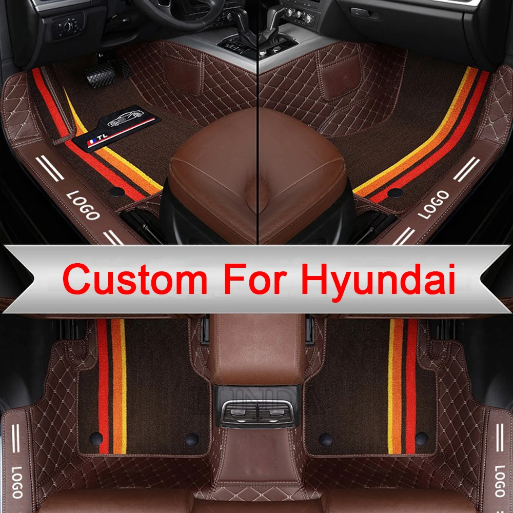 

LUNDA Custom PU Leather Car Floor Mats For Hyundai Celesta Reina Sonata Lafesta Tucson Elantra Verna Auto Foot Pads Carpet Cover