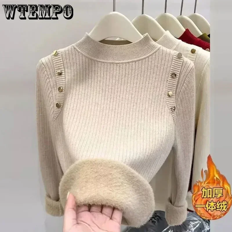 Plush Half High Neck Sweater Integrated Velvet Warm Thicken Base Shirt Women's Knit Pullover Long Sleeve Top Autumn Winter
Plush Half High Neck Sweater Integrated Velvet Warm Thicken Base Shirt Women's Knit Pullover Long Sleeve Top Autumn Winter