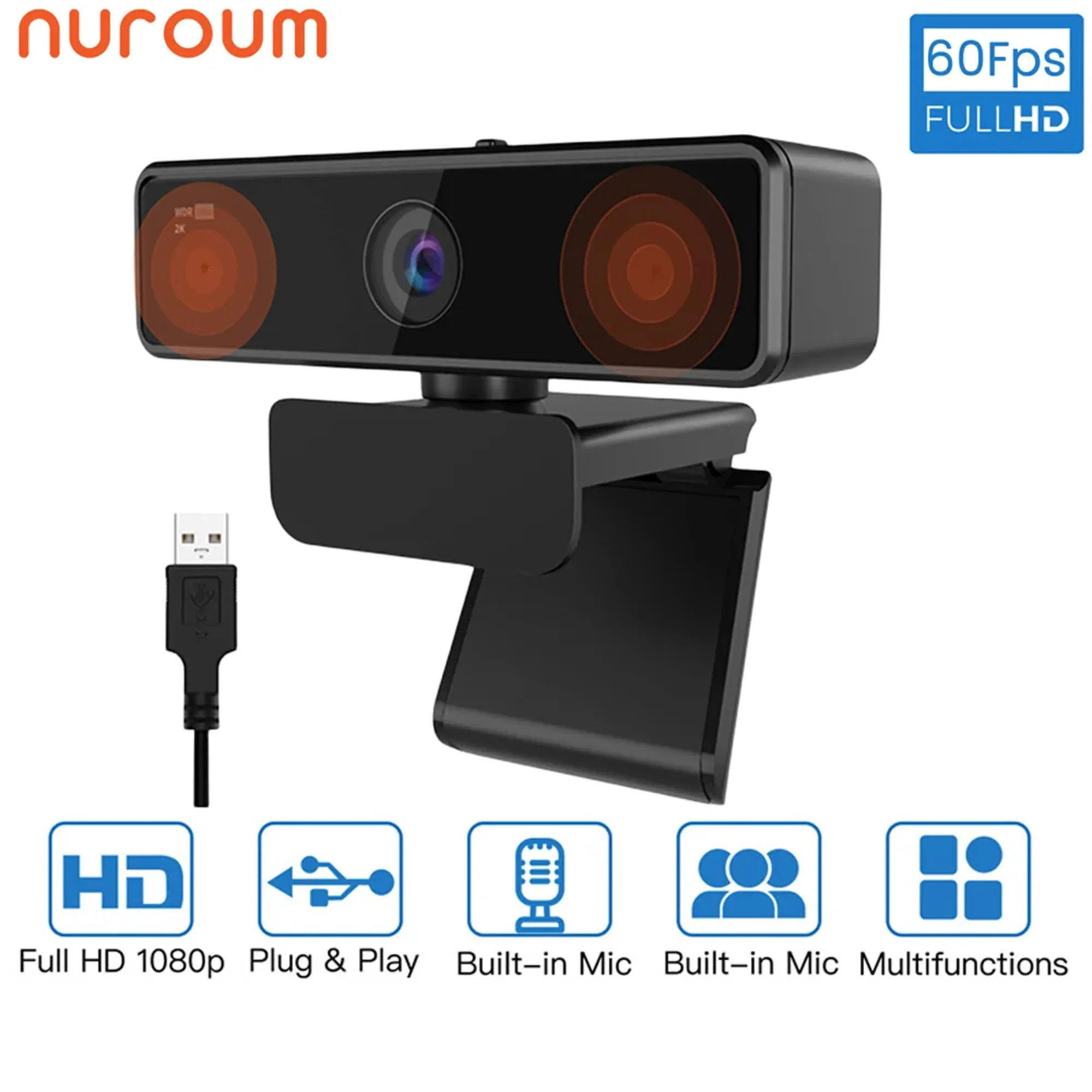 NUROUM-V11 Webcam with Dual Microphone, Computer Camera, Mini Web Camera, USB, PC Laptop, 1080P, 60FPS, 1440P, 30fps, FHD
NUROUM-V11 Webcam with Dual Microphone, Computer Camera, Mini Web Camera, USB, PC Laptop, 1080P, 60FPS, 1440P, 30fps, FHD