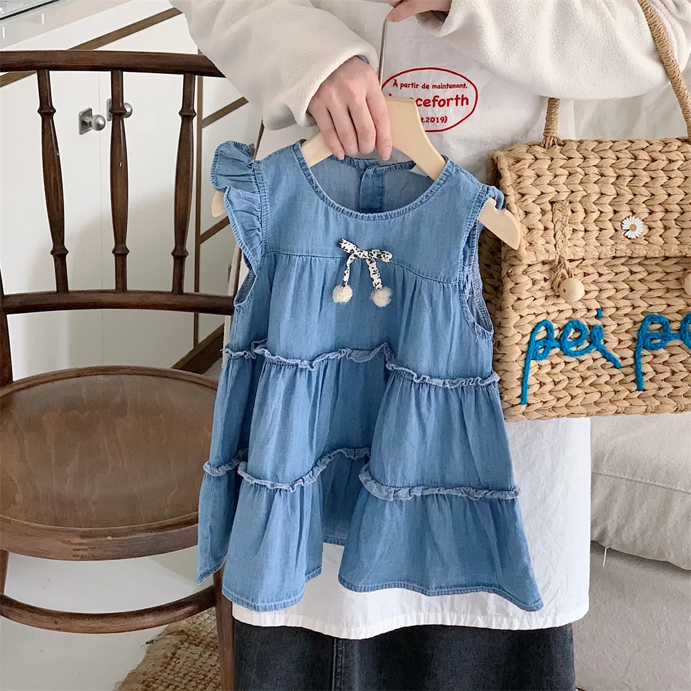 Summer 2024 Korean 2-6 Year Baby Girl Dress Flying Sleeve Ruched Large Hem Cute 3D Bow Children Girls Dress Kid Girl Denim Dress
Summer 2024 Korean 2-6 Year Baby Girl Dress Flying Sleeve Ruched Large Hem Cute 3D Bow Children Girls Dress Kid Girl Denim Dress