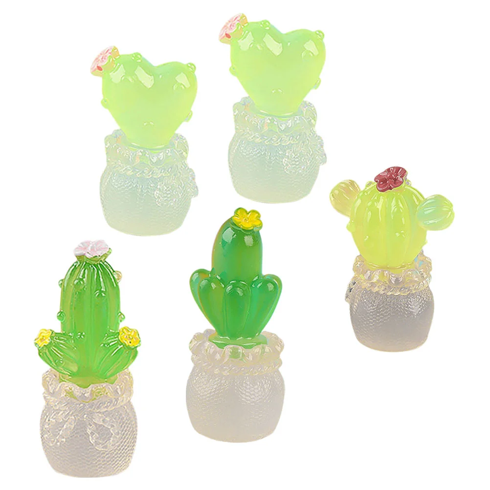 

5 Pcs Artificial Cactus Mini Plants Resin Decors Model Crafts Desktop Miniature DIY Accessories Succulents