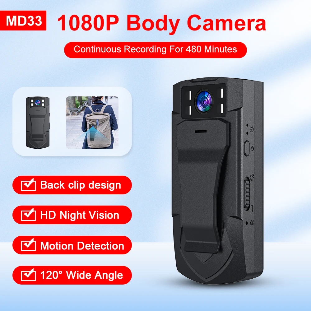 

Micro Camcorder HD Mini Camera, 1080P Video Recorder, Night Vision, Aerial Sports, Smart DV Voice, Body Cam, MD33-T