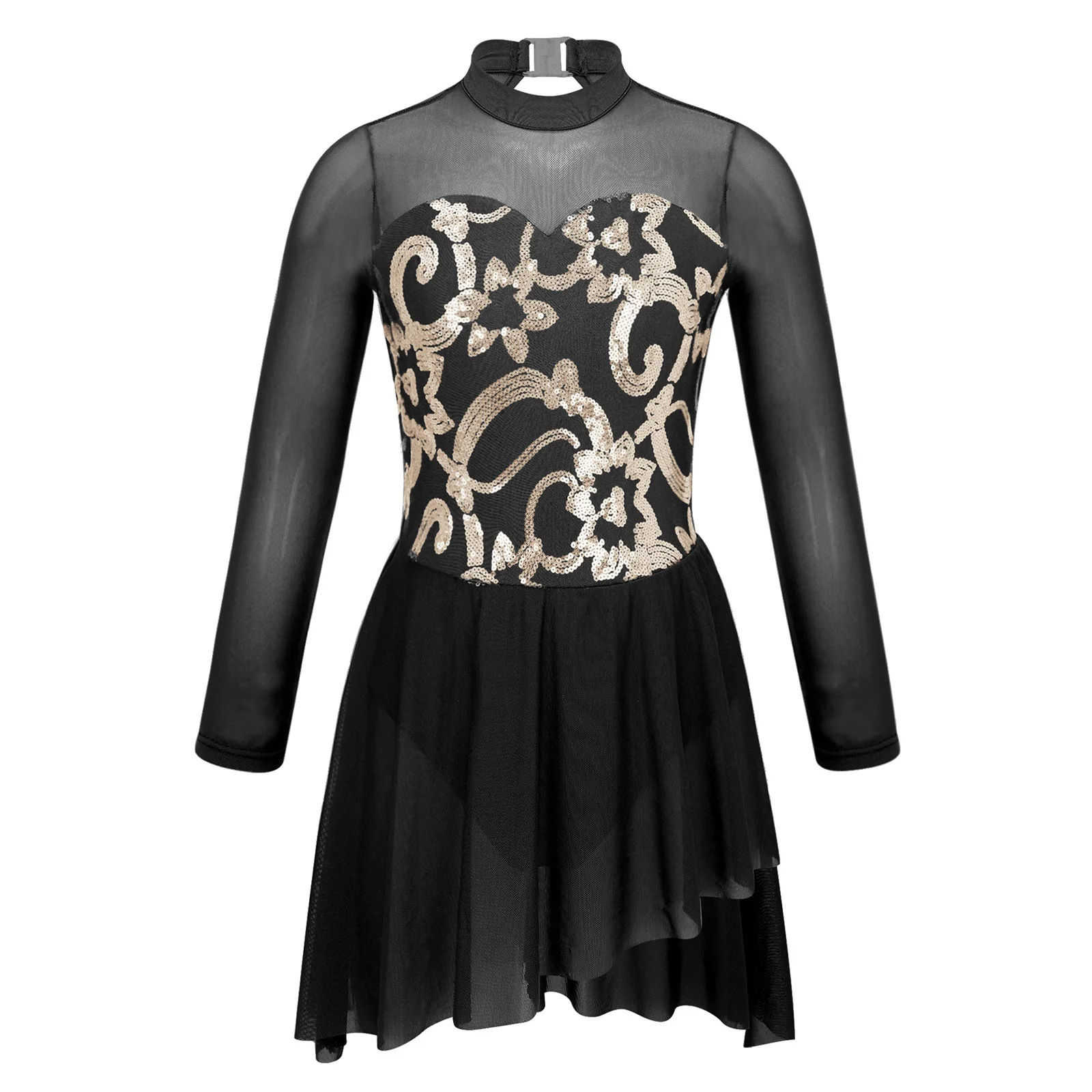 Girls Ballet Lyrical Dance Leotard Dress Dancewear Long Sleeve Sequin Sheer Mesh Irregular Hem Figure Skating Gymnastics Tutu
Girls Ballet Lyrical Dance Leotard Dress Dancewear Long Sleeve Sequin Sheer Mesh Irregular Hem Figure Skating Gymnastics Tutu