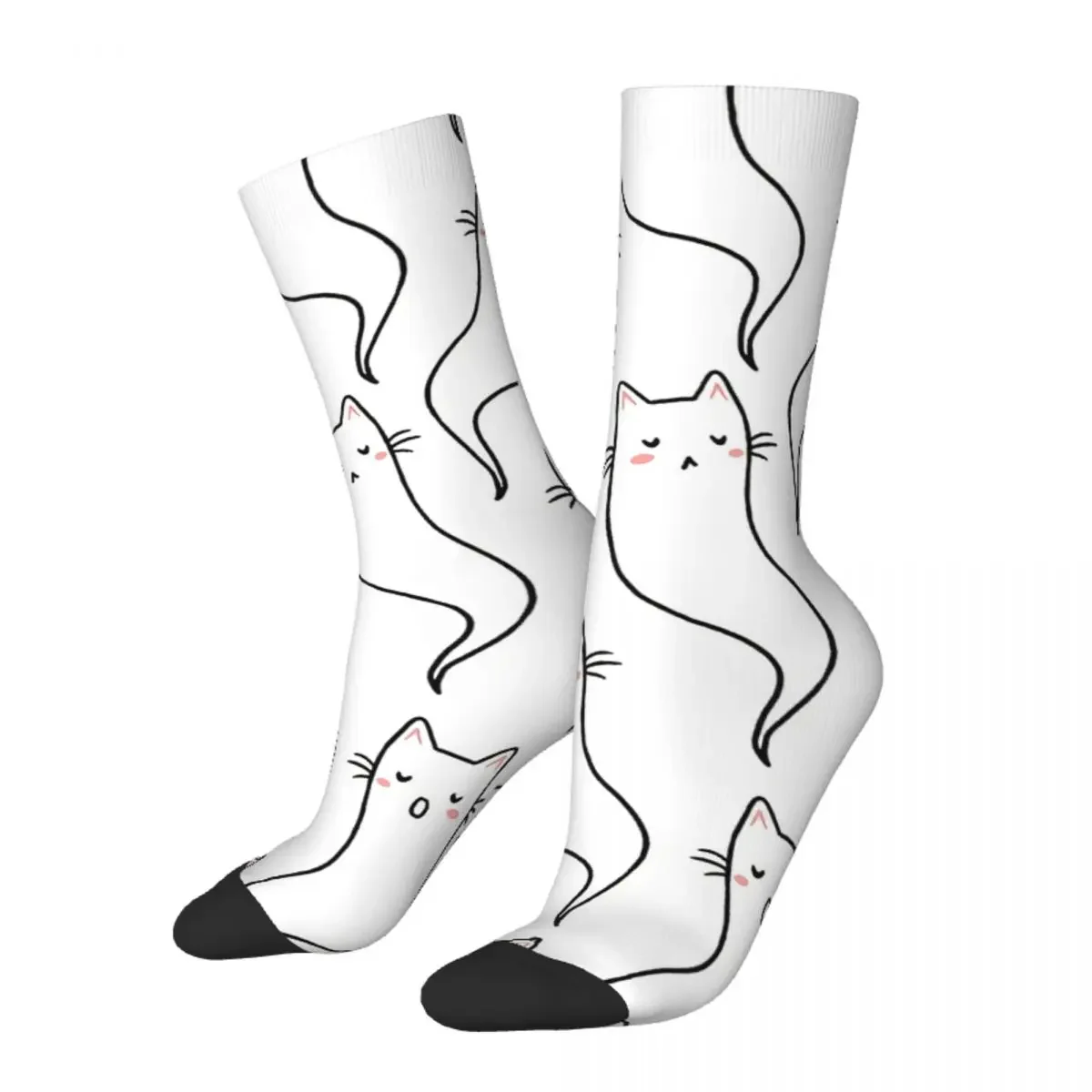 

Funny Crazy Sock for Men Ghost Cats Hip Hop Vintage Seamless Pattern Printed Boys Crew Sock Casual Gift