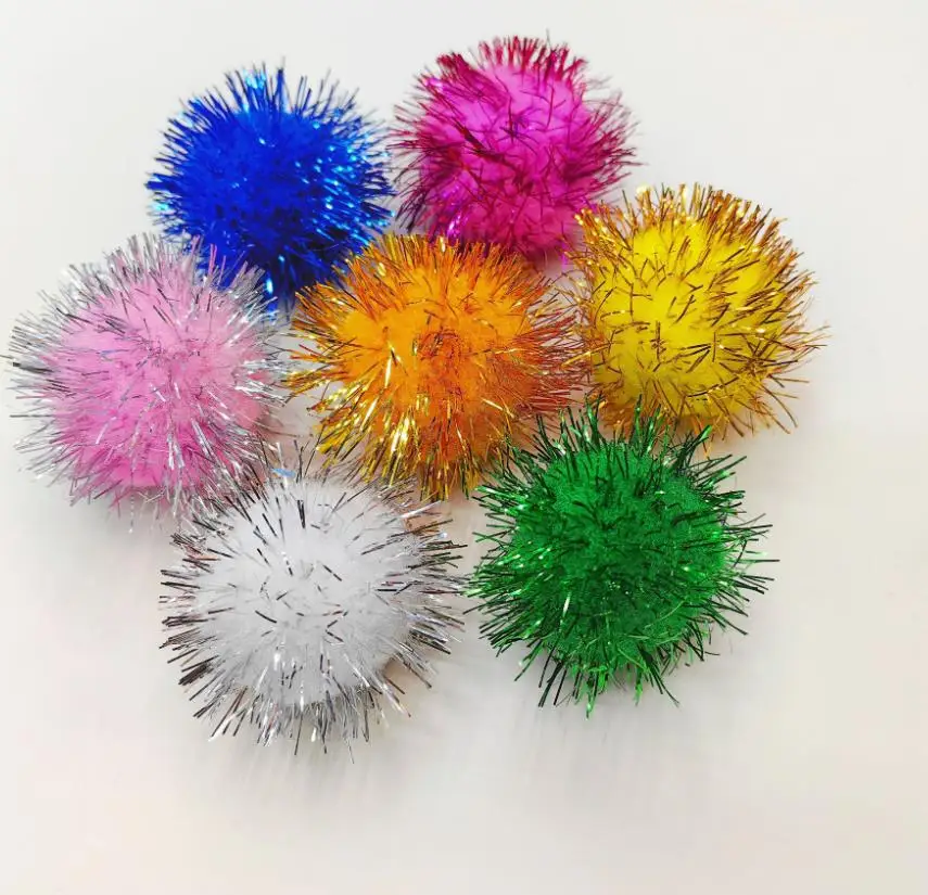 

200pcs 5cm Glitter Tinsel Pom Pon Sparkle Fluffy PomPom Balls for DIY Craft Making Party Decoration Assorted Colors