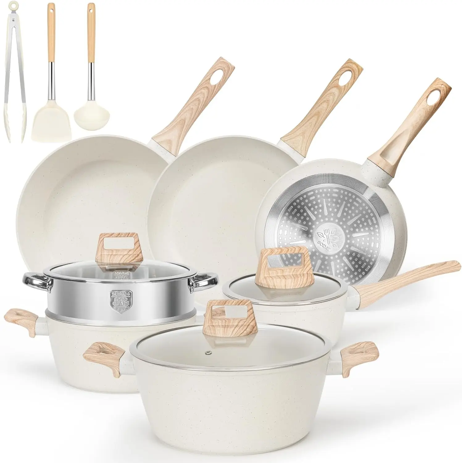 Pots and Pans Set Non Stick, 13/17 Pcs Kitchen Cookware Sets White Granite Nonstick Cooking Set with Frying Pans, Saucepans,
Pots and Pans Set Non Stick, 13/17 Pcs Kitchen Cookware Sets White Granite Nonstick Cooking Set with Frying Pans, Saucepans,