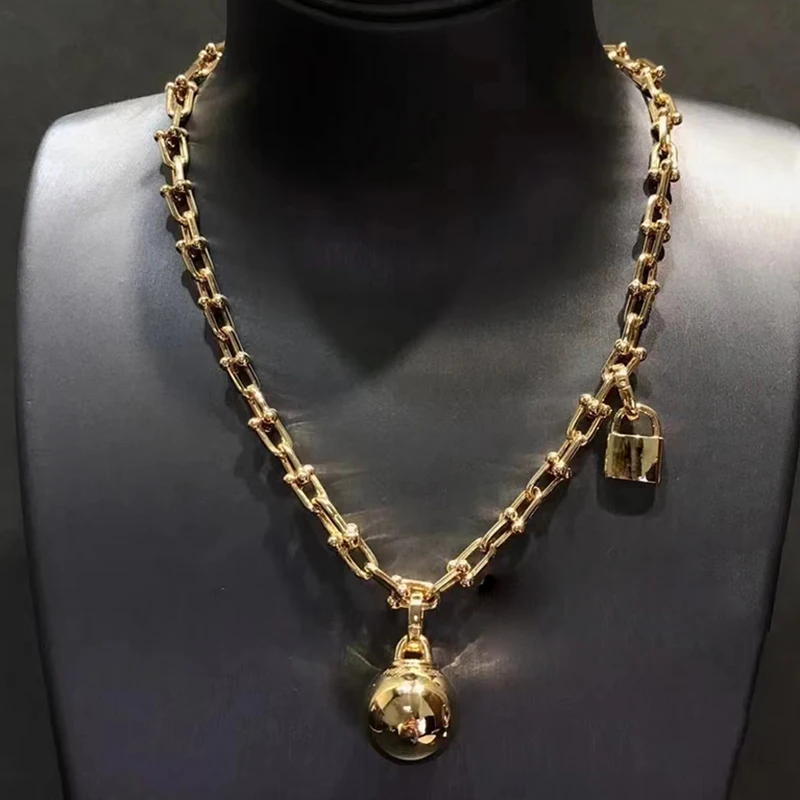 

1: 1 женское роскошное ювелирное изделие из стерлингового серебра 925 пробы, Модный кулон с подвеской в виде шара, U-образное ожерелье, Свадебный яркий подарок