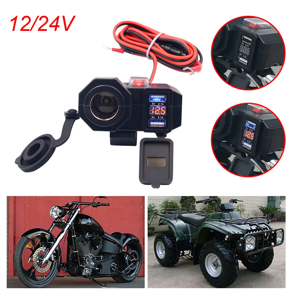12V Motorcycle USB Charger SAE to USB Adapter Dual USB Output Waterproof with Cigarette Lighter Socket Voltmeter ON/OFF Switch
12V Motorcycle USB Charger SAE to USB Adapter Dual USB Output Waterproof with Cigarette Lighter Socket Voltmeter ON/OFF Switch