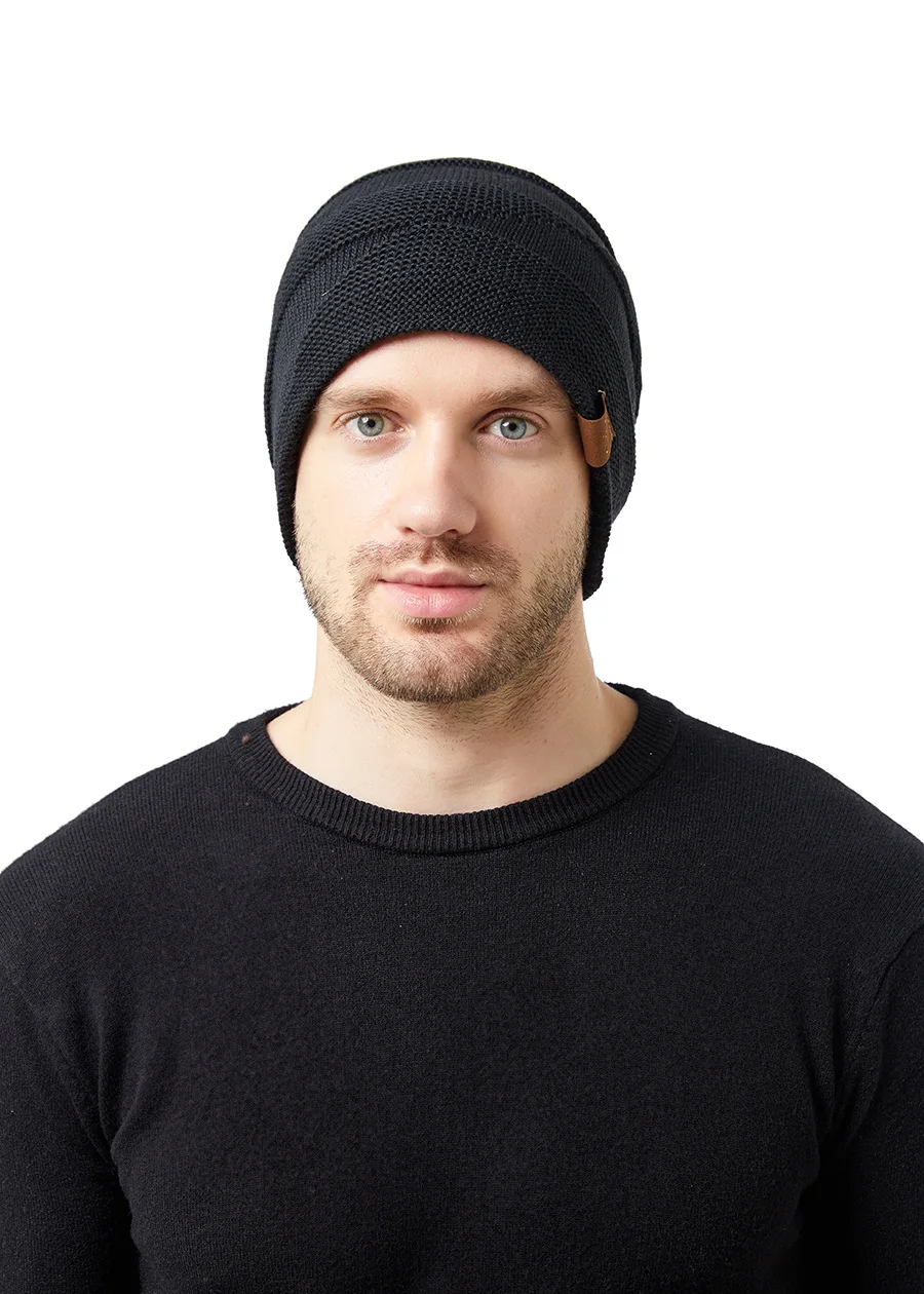 New Unisex Slouchy Winter Hats Add Fur Lined Men And Women Warm Beanie Cap Casual Label Decor Winter Knitted Hats New Unisex Slouchy Winter Hats Add Fur Lined Men And Women Warm Beanie Cap Casual Label Decor Winter Knitted Hats