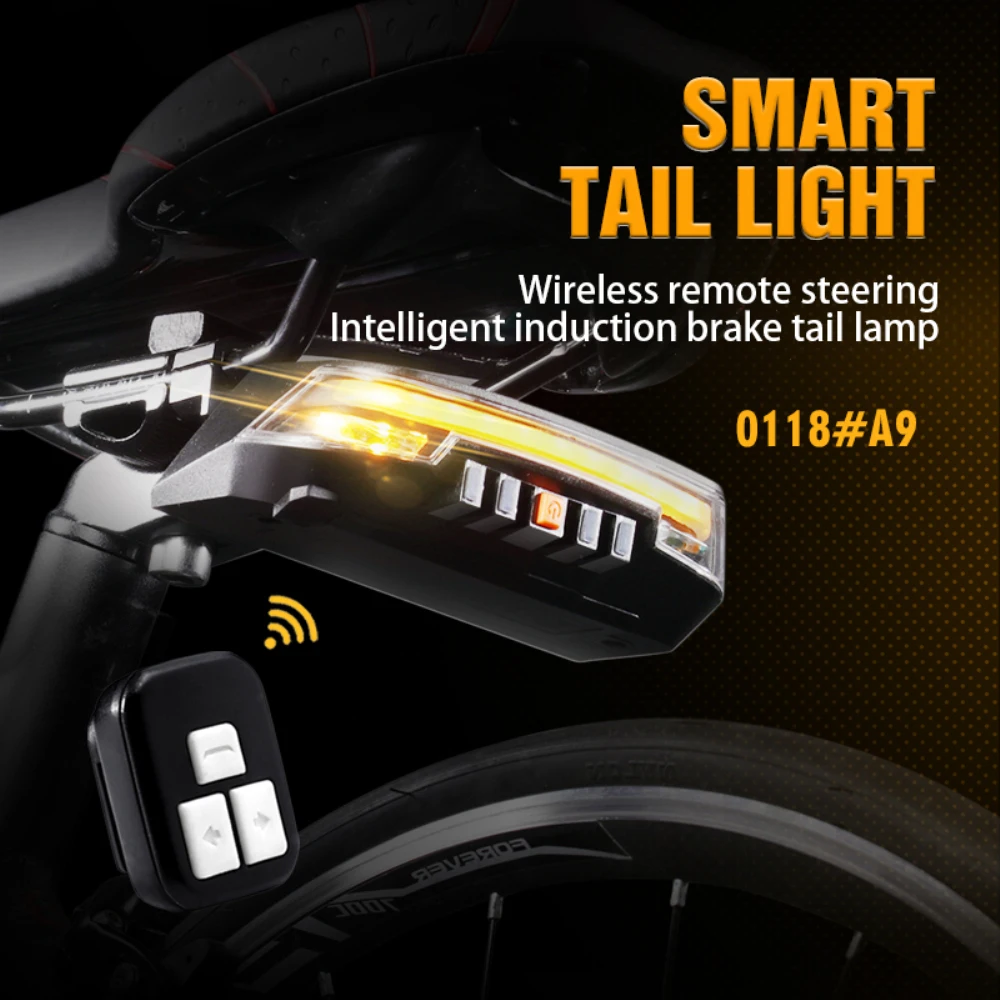 

Taillight Wireless Remote Control Turning Signal Smart Induction Rear Light Rechargeable Warning Lamp Bike Accessories