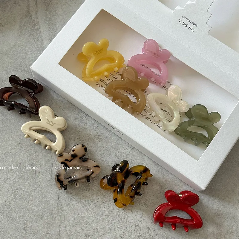 

New Cute Acetate Hair Claw Clips Small Size Rabbit Geometric Shark Clip Clamps Colorful Grab Girls Women Hair Accessories