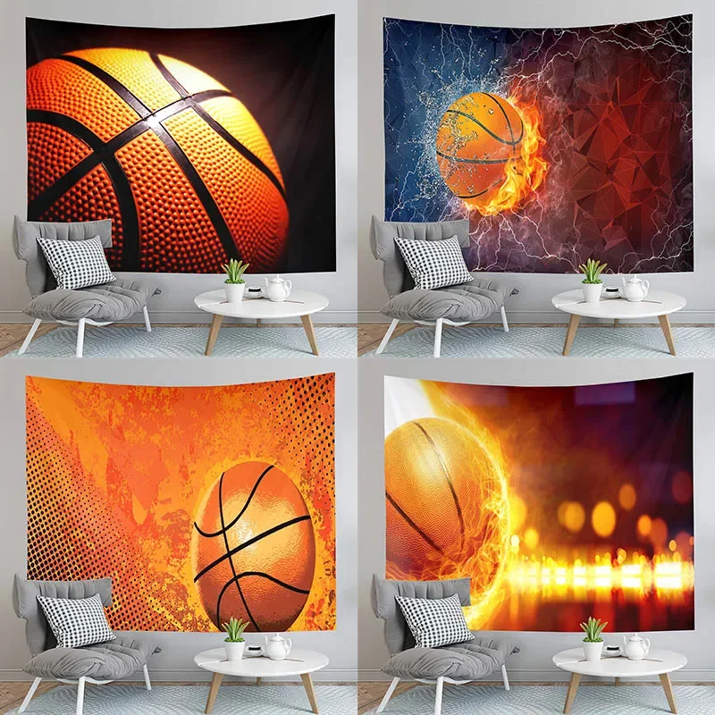 

Basketball Painting Tapestry Water and Fire Tapestry Basketball Fans Gift Wall Hanging Bedroom Dormitory Can Be Customized