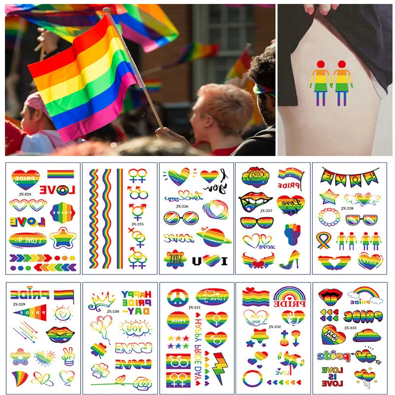 10 Pack LGBT Temporary Colorful Rainbow Tattoo Stickers Pride Day Disposable Tattoo Stickers Love Is Love Body Art
10 Pack LGBT Temporary Colorful Rainbow Tattoo Stickers Pride Day Disposable Tattoo Stickers Love Is Love Body Art