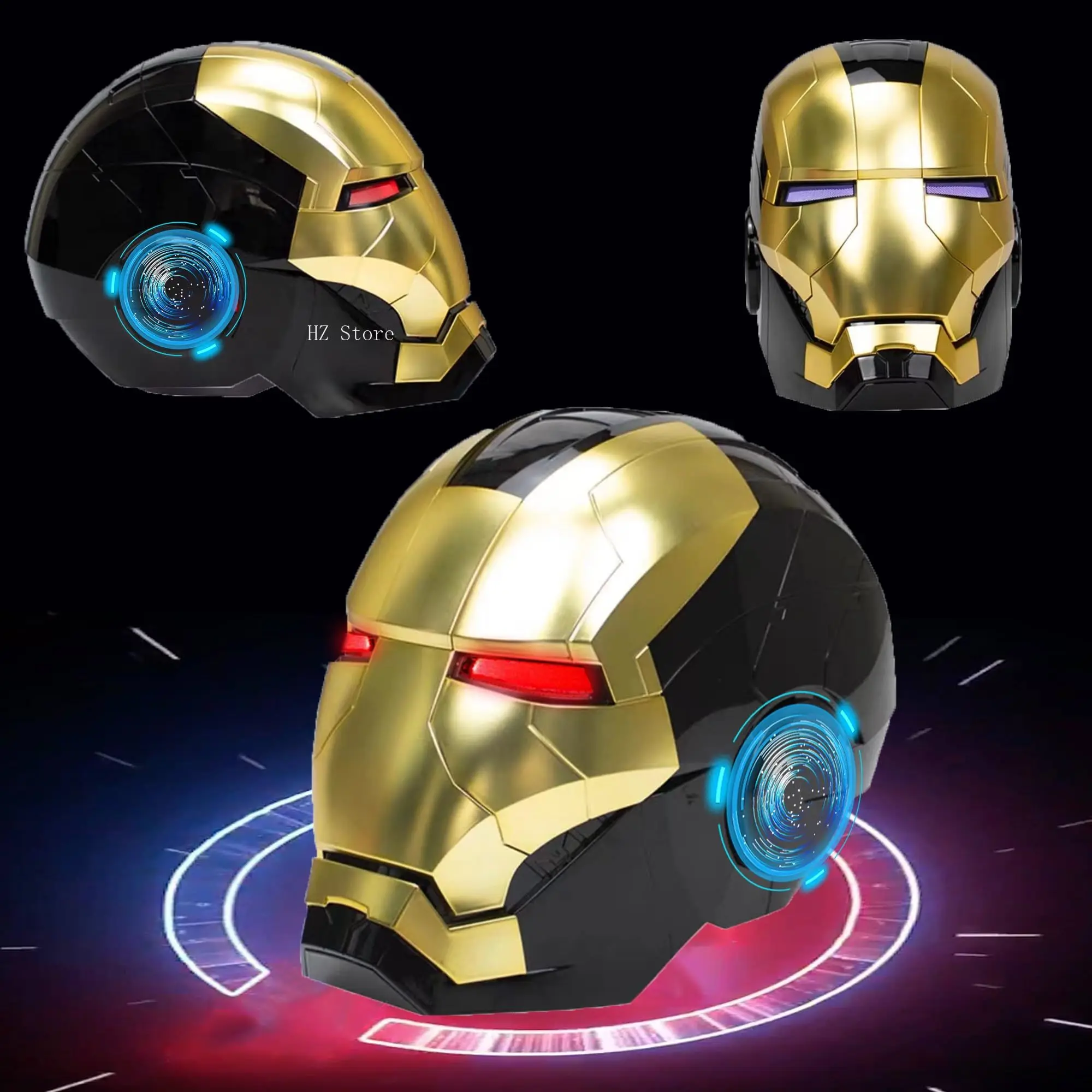 

Marvel 1:1 Electronic Iron Man Helmet Black/Gold Voice Control/Sensing Open/Close Armor Helmet With Sounds & LED Eyes