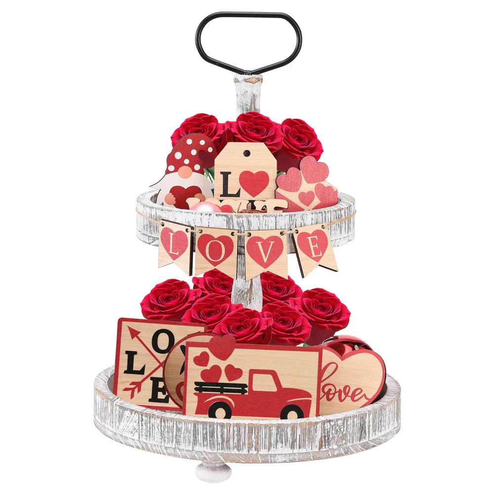 

Creative Tiered Tray Decoration Valentine's Day Love Truck Wooden Sign Ornament Party Decor Tabletop Decoration Craft Gift