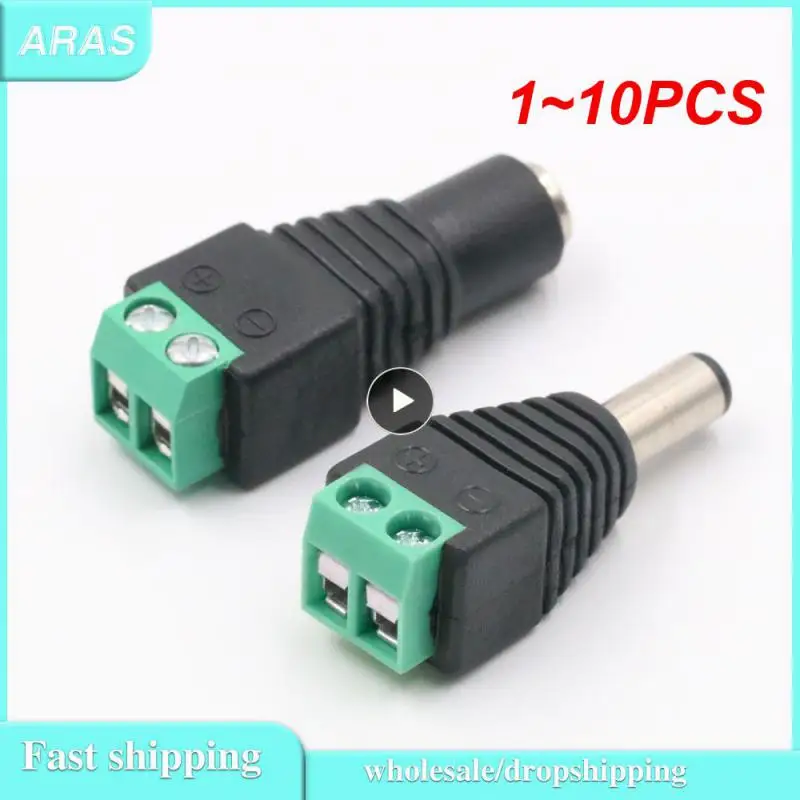

1~10PCS Cameras 2.1mm x 5.5mm Female Male DC Power Plug Adapter For 5050 3528 5630 5730 Single Color LED Strip Light