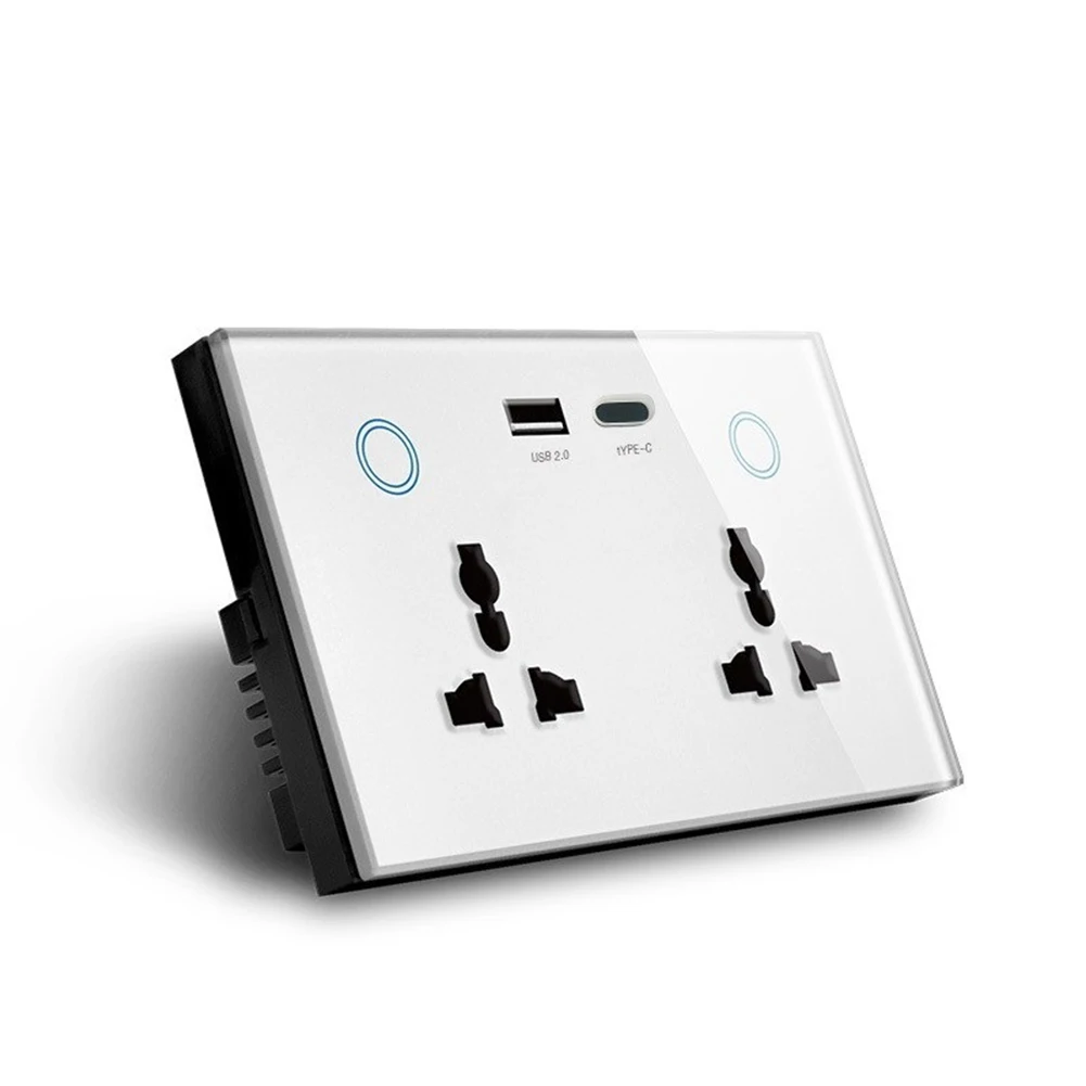 Wifi Wall Socket With USB & Type C Charger For Tuya Smart Home Tempered Glass Universal Socket Switches Smart Wall Switches
Wifi Wall Socket With USB & Type C Charger For Tuya Smart Home Tempered Glass Universal Socket Switches Smart Wall Switches