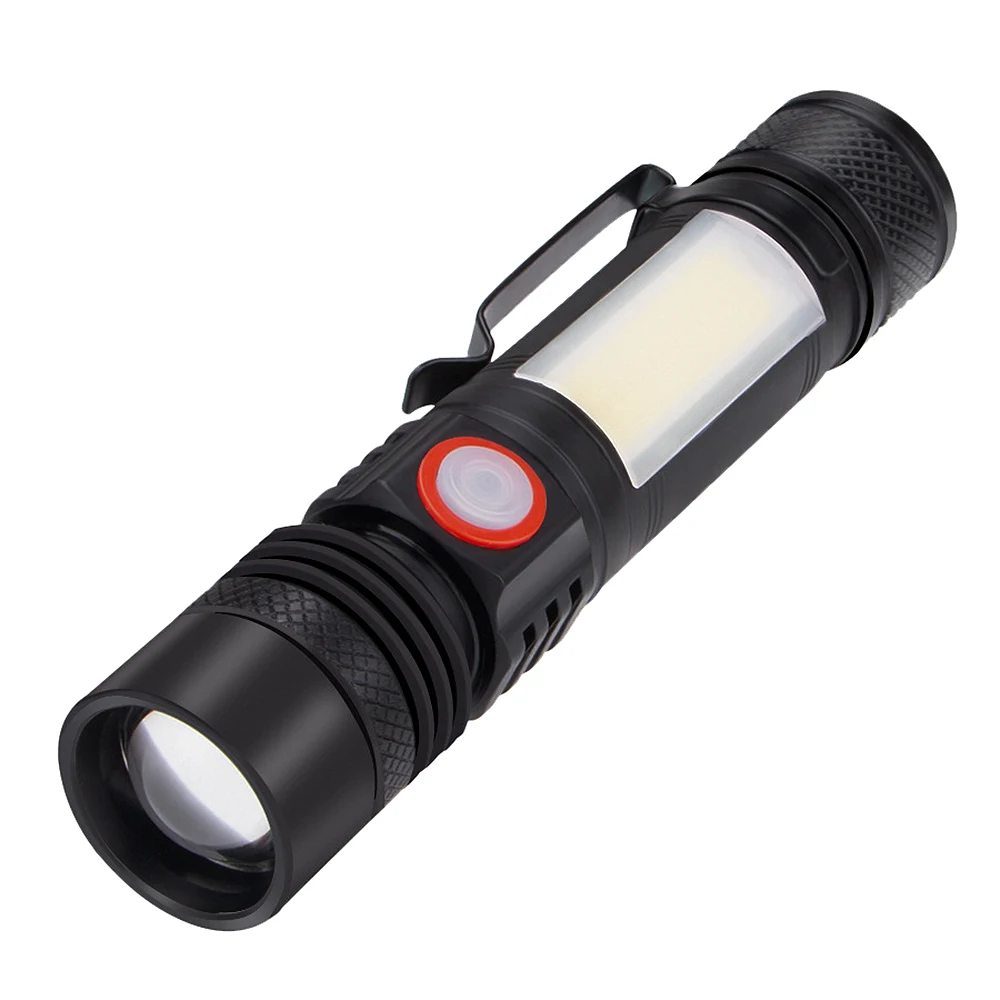 

LED Flashlight Waterproof Flashlight Magnetic Torch Zoom T6+COB Flashlight with a Clip Portable Hand Light 18650 Battery