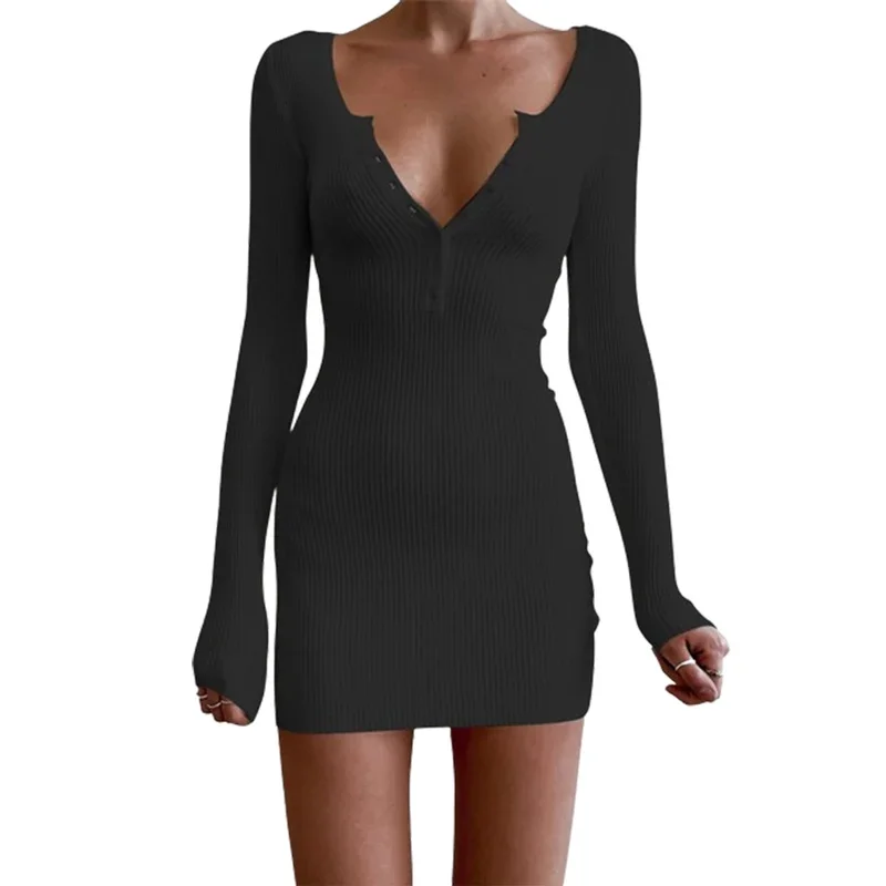 Autumn Women Stretch Knitted Wrap Hip Dress Sexy Slim Fit Casual Party Mini Gown Female Single-breasted Splicing V Neck Dresses
Autumn Women Stretch Knitted Wrap Hip Dress Sexy Slim Fit Casual Party Mini Gown Female Single-breasted Splicing V Neck Dresses