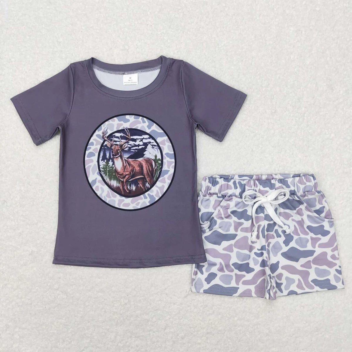 

Wholesale Children Short Sleeves Duck Deer Dog Tee T-shirt Toddler Infant Camo Pocket Shorts Kids Outfit Baby Boy Summer Set