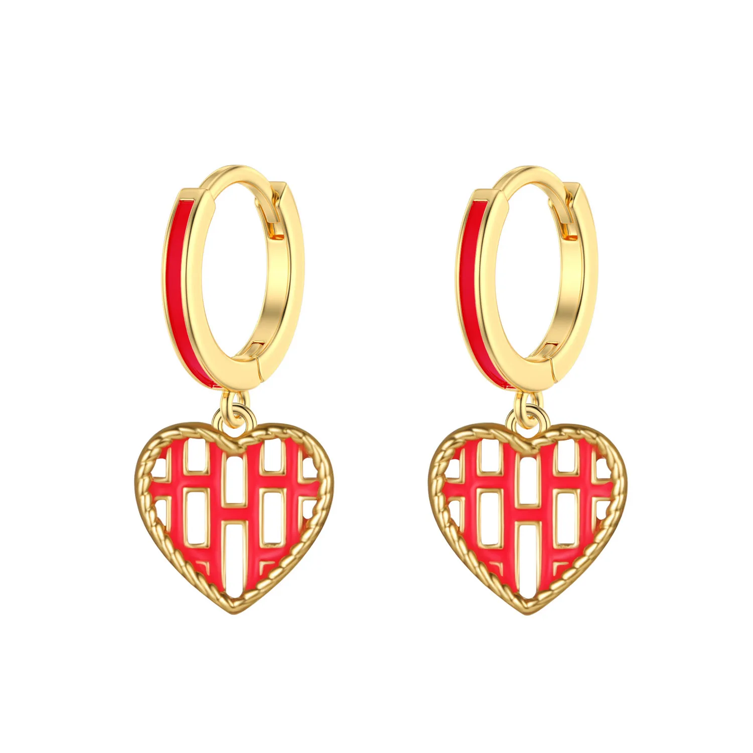 

2021 New Sweet Love Heart Drop Earrings for Women Girls Round Circle Korean Fashion Statement Wedding Jewelry
