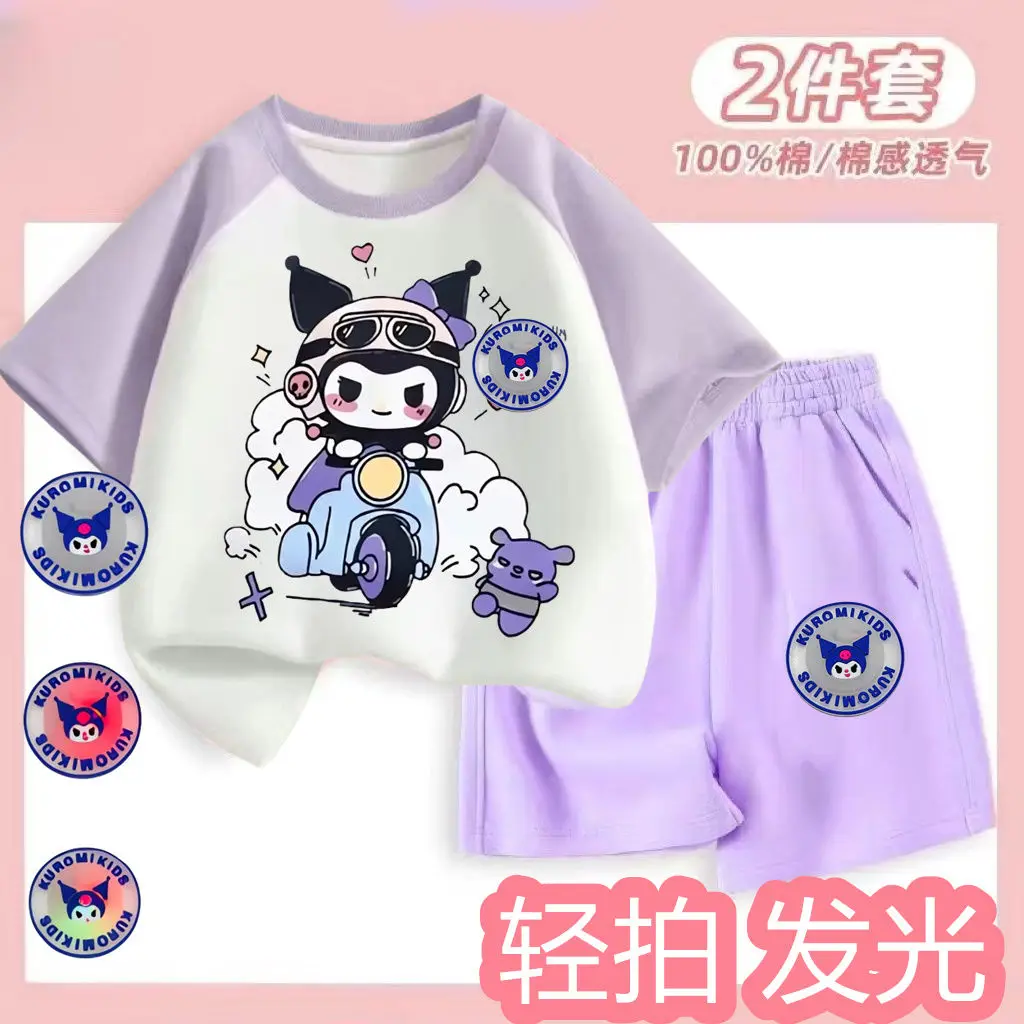 Kuromi Anime Kawaii Sanrio Cotton Short-Sleeved Shirt Pants Set Cute Cartoon Ins Casual Luminous Clothing Gifts for Kids
Kuromi Anime Kawaii Sanrio Cotton Short-Sleeved Shirt Pants Set Cute Cartoon Ins Casual Luminous Clothing Gifts for Kids