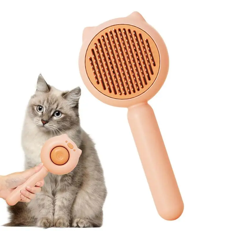 

Cat Brush Self-Cleaning Slicker Pets Grooming Tool With Release Button Shedding And Dematting Undercoat Rake Comb Gently Removes