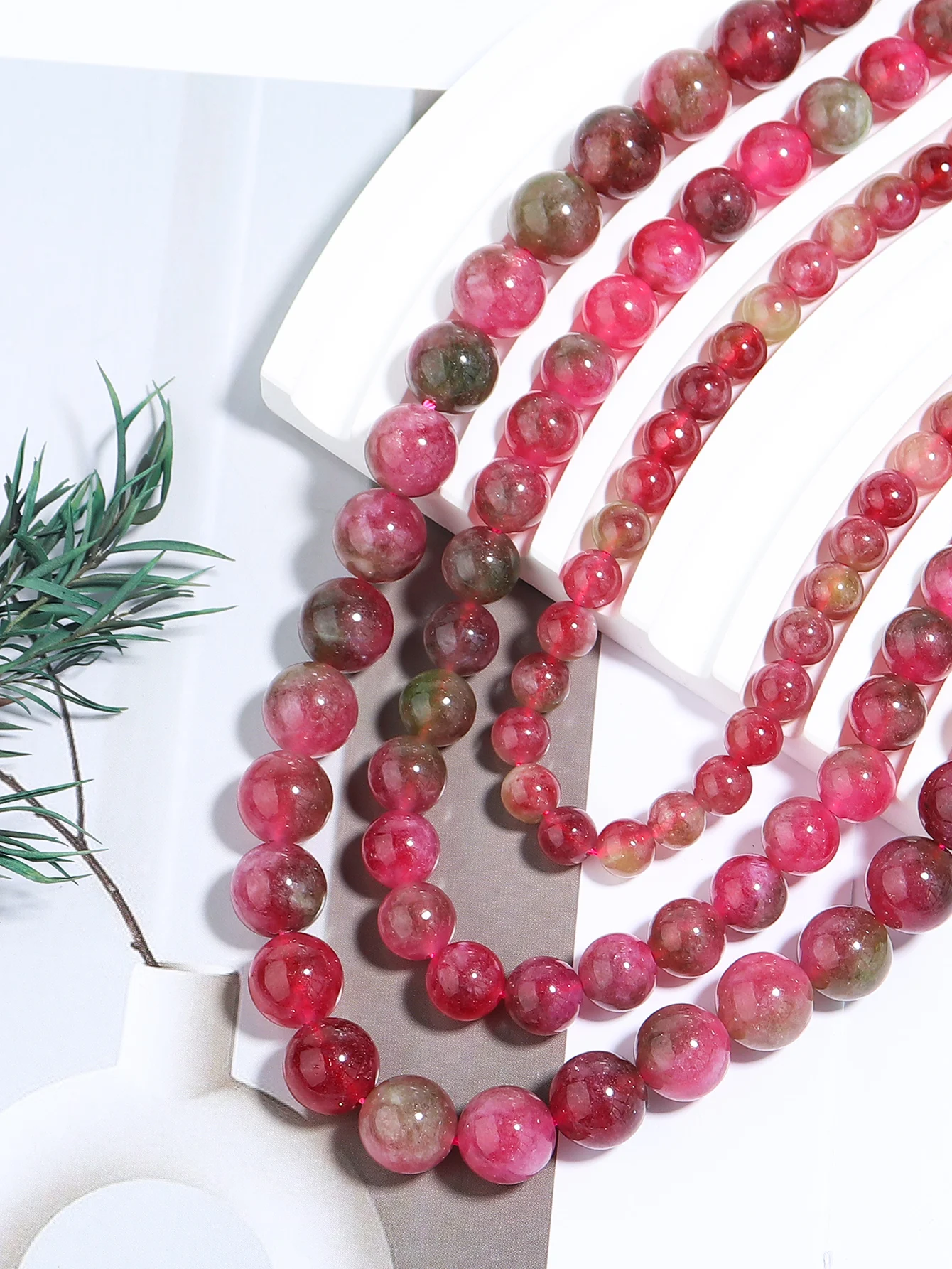 

Rttooas Natural Watermelon Crystal Agate Round Loose Beads Energy Anti Fatigue Health Jewelry Making DIY Bracelet Accessories 6