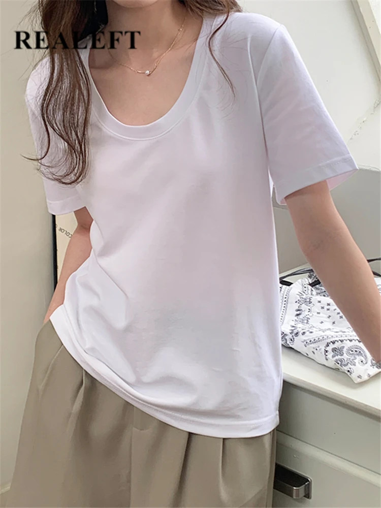 REALEFT White T-shirt Women's Short Sleeve Summer 2023 New Solid Color O-neck Casual Loose Slim Basic Ladies Bottom Tops Female
REALEFT White T-shirt Women's Short Sleeve Summer 2023 New Solid Color O-neck Casual Loose Slim Basic Ladies Bottom Tops Female
