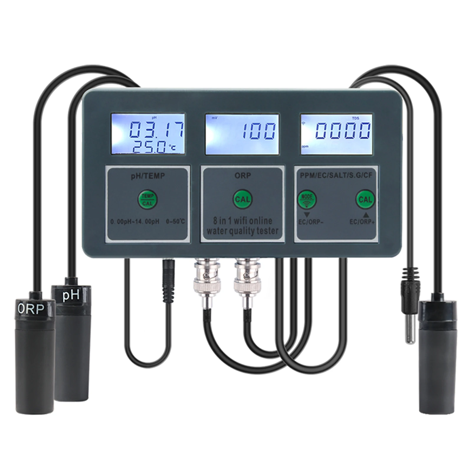 Tuya Versatile WiFi 8in1 Water Quality Highly Accurate Tester Multi-Parameter Water Analyzer Display Smart Tuya APP Control
Tuya Versatile WiFi 8in1 Water Quality Highly Accurate Tester Multi-Parameter Water Analyzer Display Smart Tuya APP Control