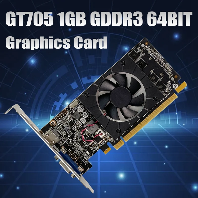 

NEW-GT705 Graphics Card 1GB GDDR3 64BIT 810Mhz PCIE 2.0 -Compatible VGA Video Card For ASUS Colorful Motherboard