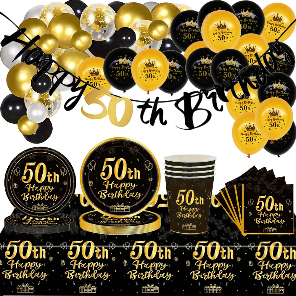 50th Birthday Decorations Banner Plates Cups Napkins Tablecloth Cutlery Balloons 50th Birthday Party Supplies for Men Women
50th Birthday Decorations Banner Plates Cups Napkins Tablecloth Cutlery Balloons 50th Birthday Party Supplies for Men Women