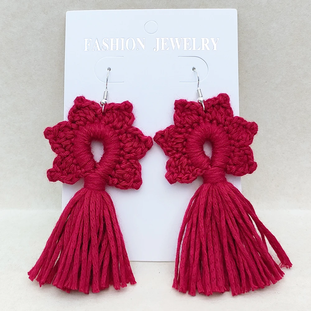 Multicolored Crochet Flower Tassel Earrings - Boho Style 2 Sa57096736b0d455798c28ef7d6fb5928m