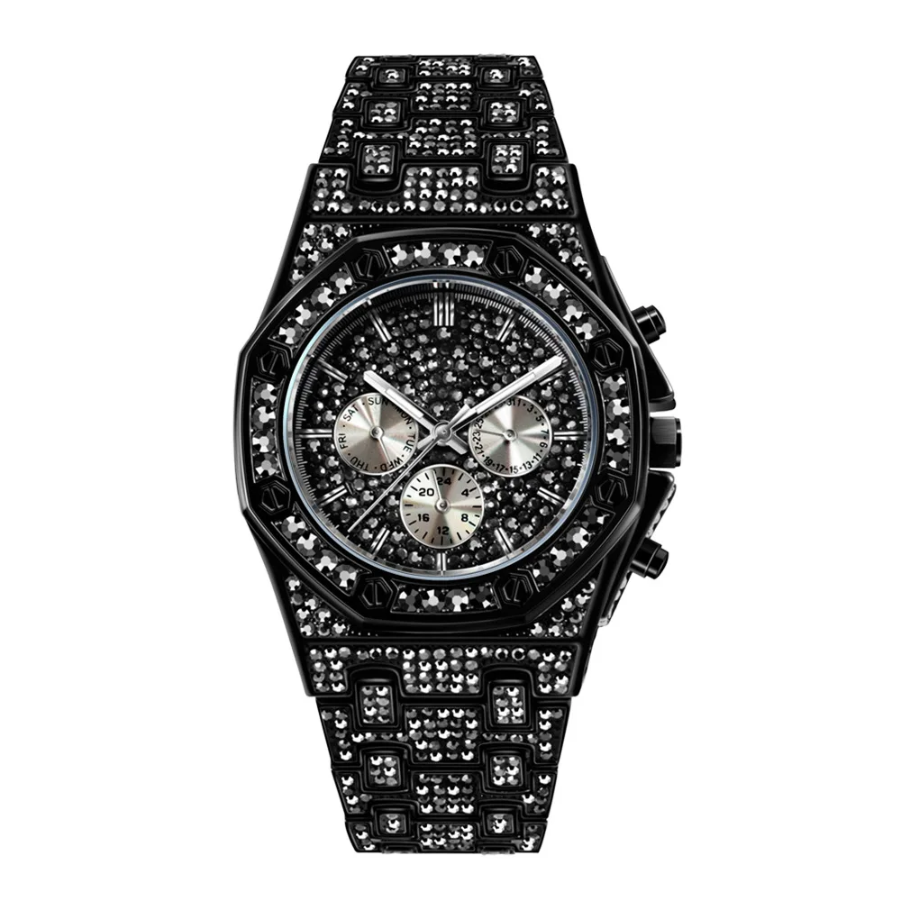

Luxury Brand Stainless Steel Analog Display Date Week Waterproof Men's Quartz Watch Business Male Wristwatches