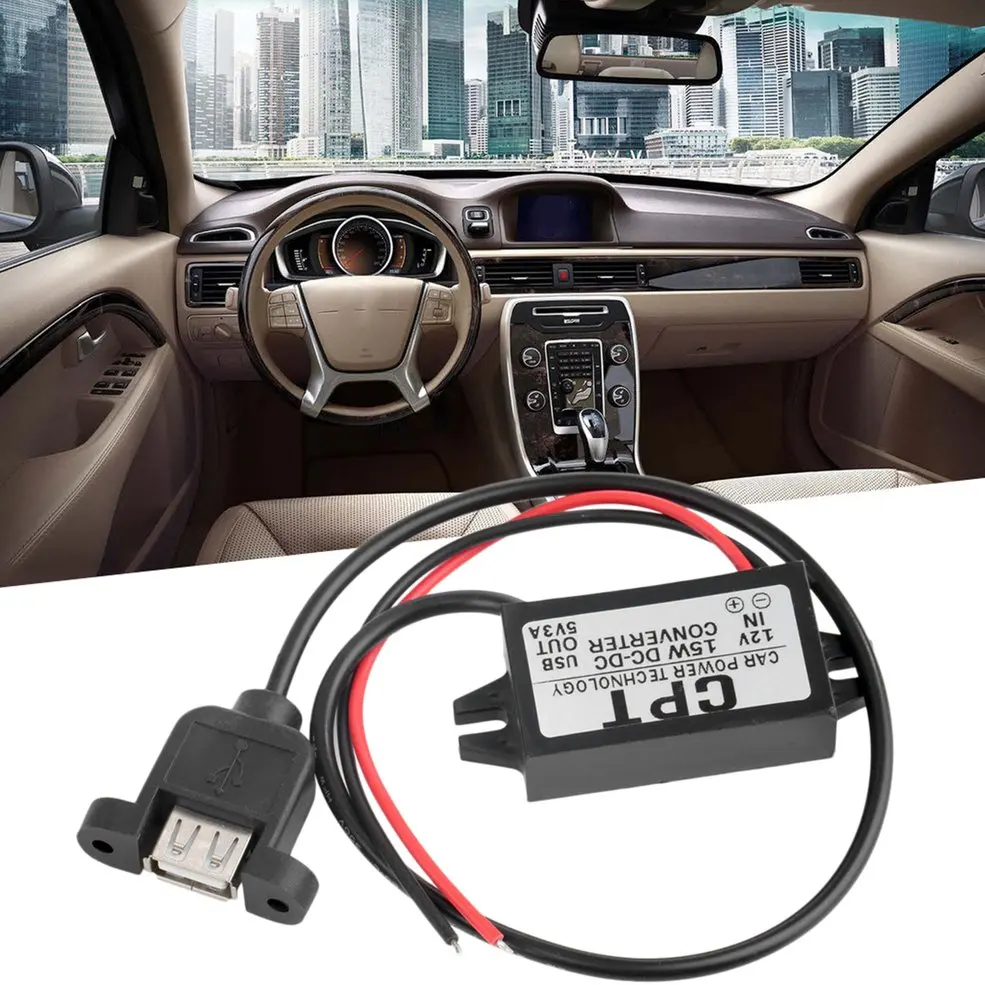 

Durable Practical Car Charger DC Converter Module 12V To 5V 3A 15W USB Output Power Adapter With USB Mounting Hole
