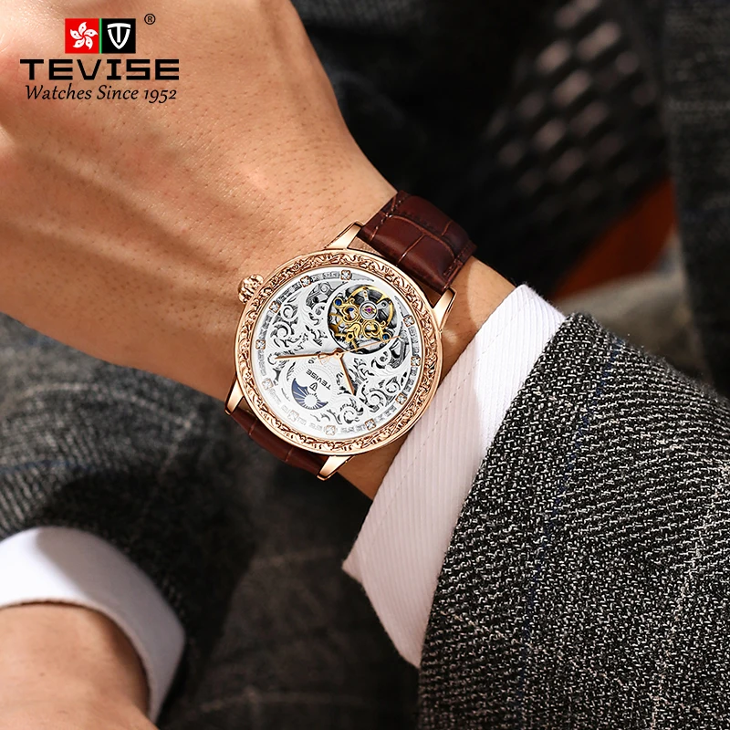 Men Watch TEVISE T890A 3D Carving Moon Phase Automatic Watch Engraving Movement Mechanical Wristwatches New Watches for Men 2024
Men Watch TEVISE T890A 3D Carving Moon Phase Automatic Watch Engraving Movement Mechanical Wristwatches New Watches for Men 2024