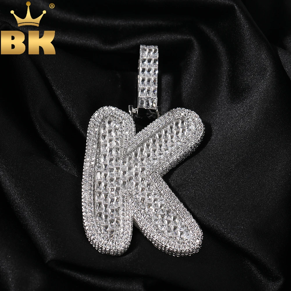 

TBTK Big BaguetteCZ Single Letter Pendant Initial Letter A-Z Iced Out Cubic Zirconia Charm Necklace Hiphop Jewelry