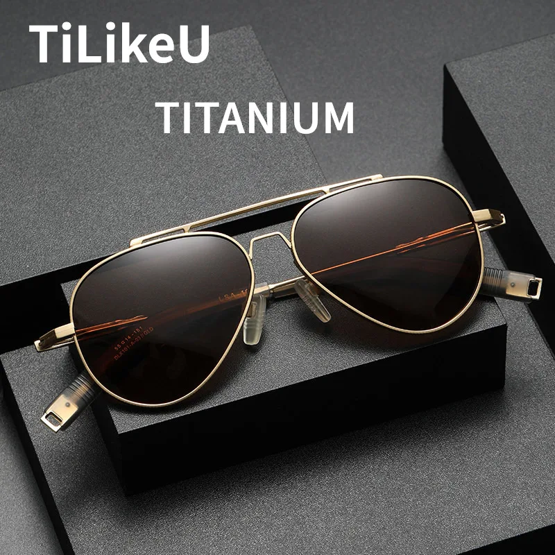 

New DLX101 Titanium Men Sunglasses Retro Double Beam Toadstool Polarized Glasses Lenses Brand Designer Pilot Sunglasses UV400