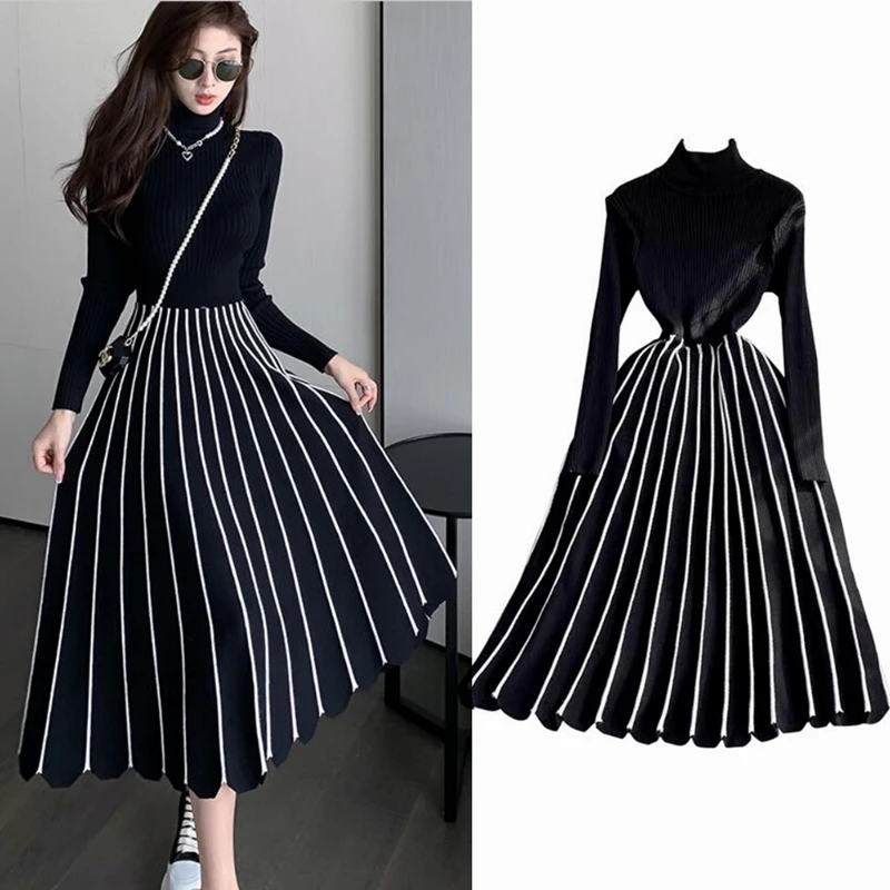 Quality Autumn Winter Warm Knitted Women's Dress Long Sleeve Sweater Dress Elegant Turtleneck Women's Dresses Robe Femme SL193
Quality Autumn Winter Warm Knitted Women's Dress Long Sleeve Sweater Dress Elegant Turtleneck Women's Dresses Robe Femme SL193