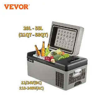 VEVOR 차량용 미니 냉장고 냉동고, 휴대용 압축기 냉각기, 캠핑용 아이스 박스, 20L, 22L, 35L, 45L, 55L, 12 V, 24V, DC 110-240V